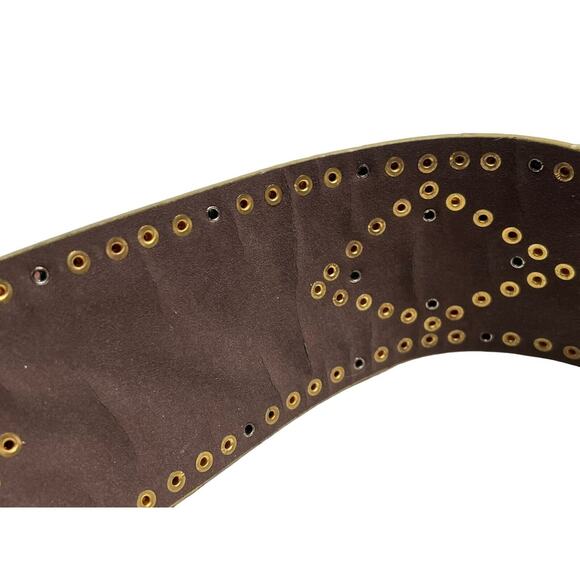 Vtg 80's Wide New Wave Avant Garde Artsy Runway Glam Studded Belt SZ S/M - Picture 10 of 11